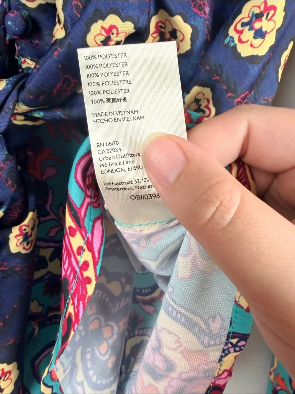 Free people multi print satin tie button long sleeve blouse size small